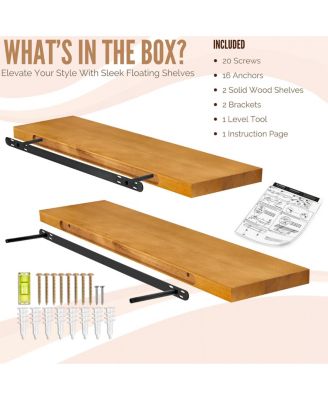 2 Pack 35" Solid Wood Floating Shelves