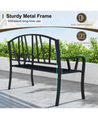 51'' Metal Garden Bench Patio Slatted Bench for 2-3 People & Park-Style Loveseat