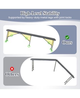 6 ft Plastic Folding Bench Portable Fold-in-Half Seat w/ 1320 LBS Capacity