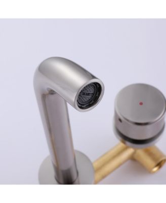 Two-Handle Wall-Mounted Bathroom Sink Faucet in Brushed Gold Finish