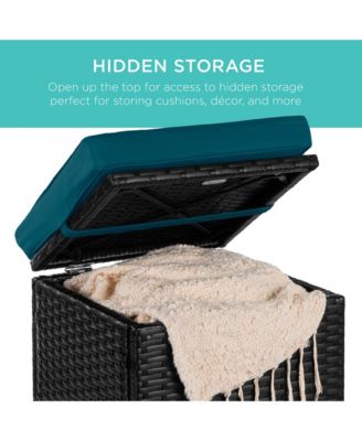 Set of 2 Wicker Ottomans, Multipurpose Furniture w/ Removable Cushions, Steel Frame