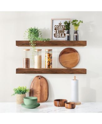 2 Pack 24" Solid Wood Floating Shelves