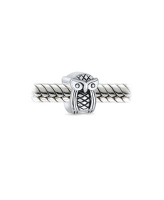 Блестящие ювелирные изделия Мудрый выпускник Сова Птица Шарм из окисленного стерлингового серебра для браслетов