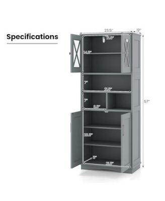 Tall Bathroom Cabinet Large Floor Storage Cabinet with Acrylic Doors and 3 Cubes