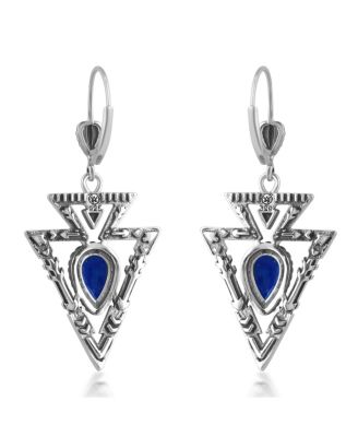 Sterling Silver Lapis Arrowhead Lever Back Earrings