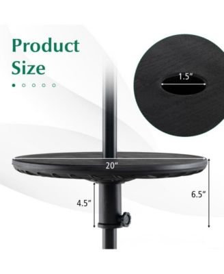 20 Inches Outdoor Adjustable Umbrella Table with 1.5 Inches Umbrella Hole
