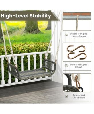 Wicker Porch Swing Seat with Cozy Armrests