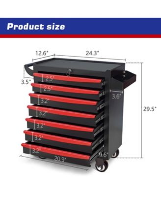 7-Drawer Metal Tool Box with Wheels &amp; Lock, Rolling Garage Storage Cabinet Tool Chest