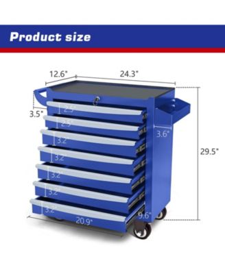 7-Drawer Metal Tool Box with Wheels & Lock, Rolling Garage Storage Cabinet Tool Chest