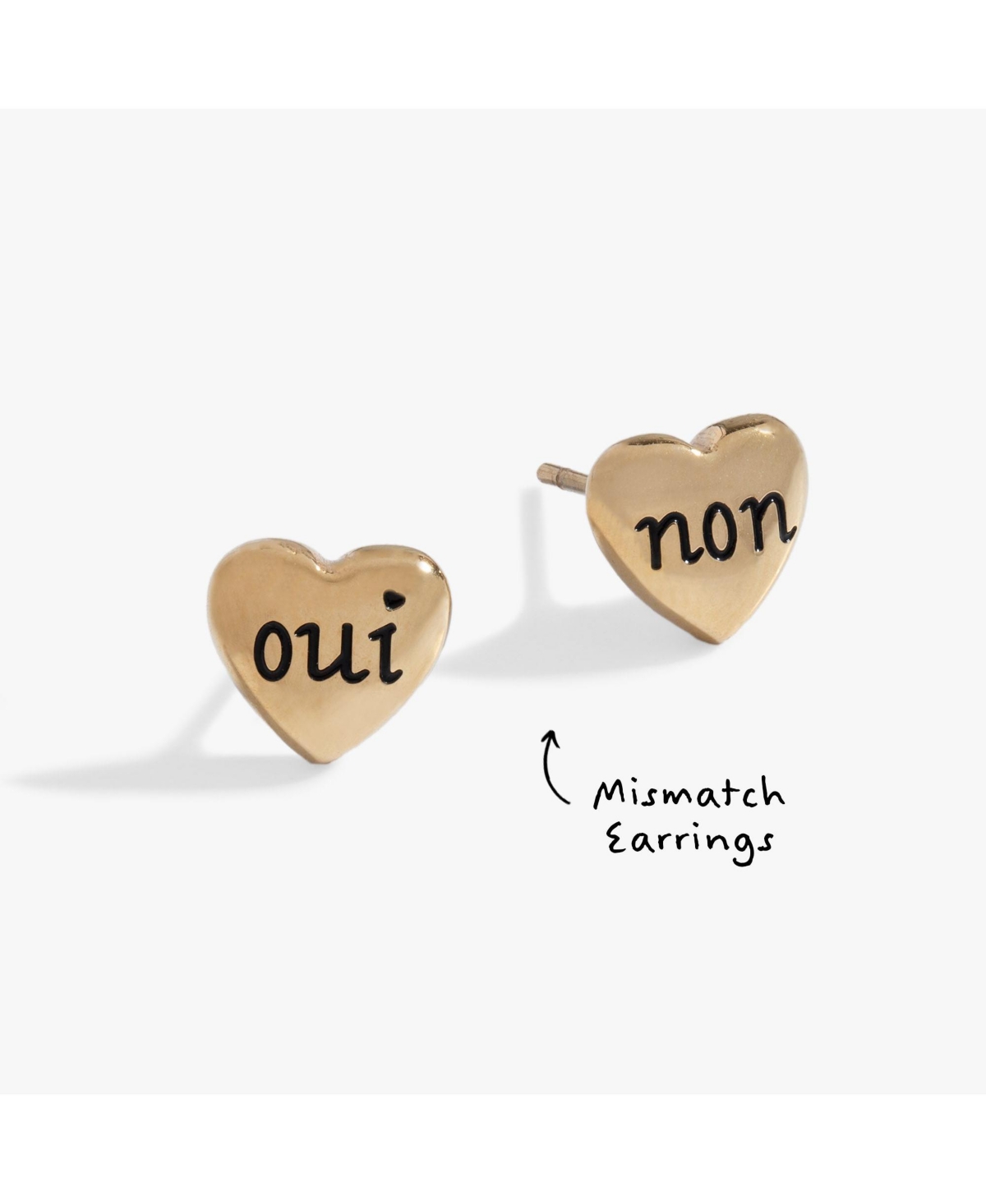Oui Non Heart Stud Earrings - Gold