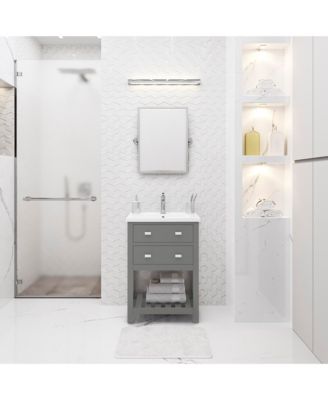 Viola 24 in. W Bath Vanity in Cashmere Grey with Ceramic Vanity Top in White with Integrated White Basin