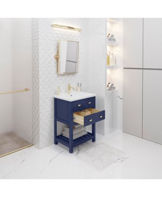 Viola 24 in. W Bath Vanity in Monarch Blue Finish with Ceramics Integrated Vanity Top with White Basin
