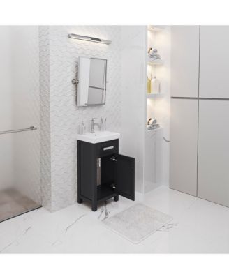 Mia 18&amp;#x22; Wood Bath Vanity with Ceramic Integrated White Basin Top