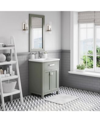 Myra 24&amp;#x22; x 18&amp;#x22; Wood Bath Vanity with White Ceramic Vanity Top and Basin