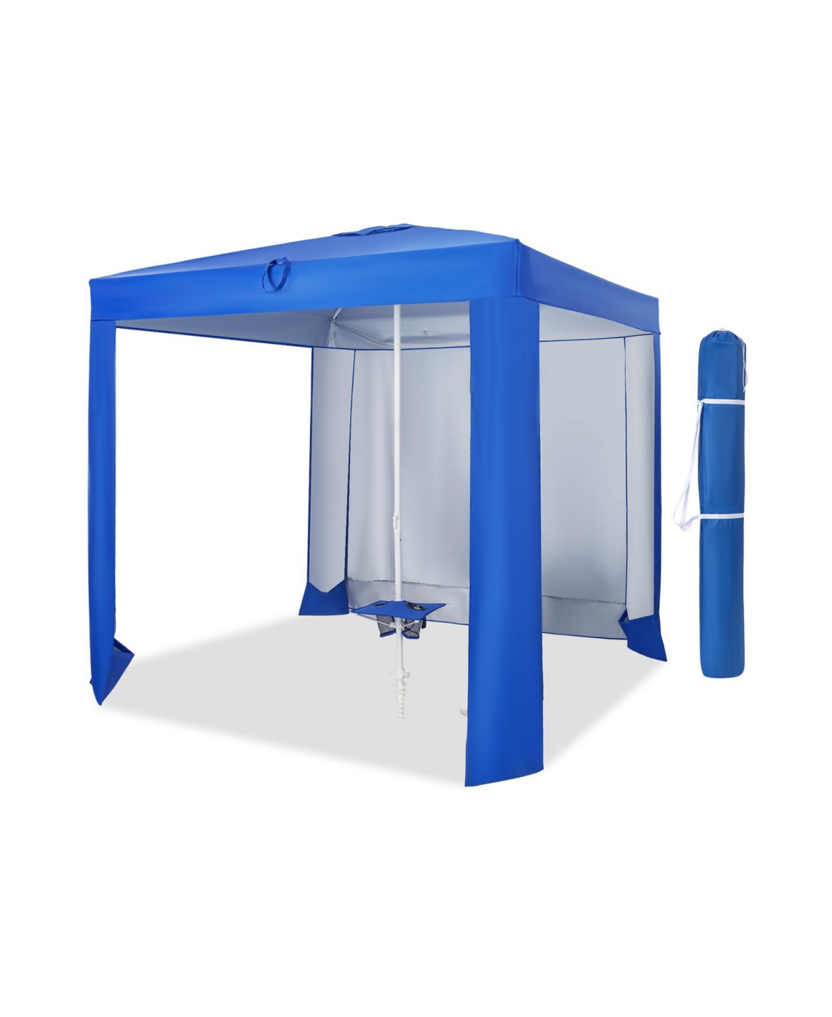 Beach Canopy Tent with Detachable Sidewall and Folding Table - Blue