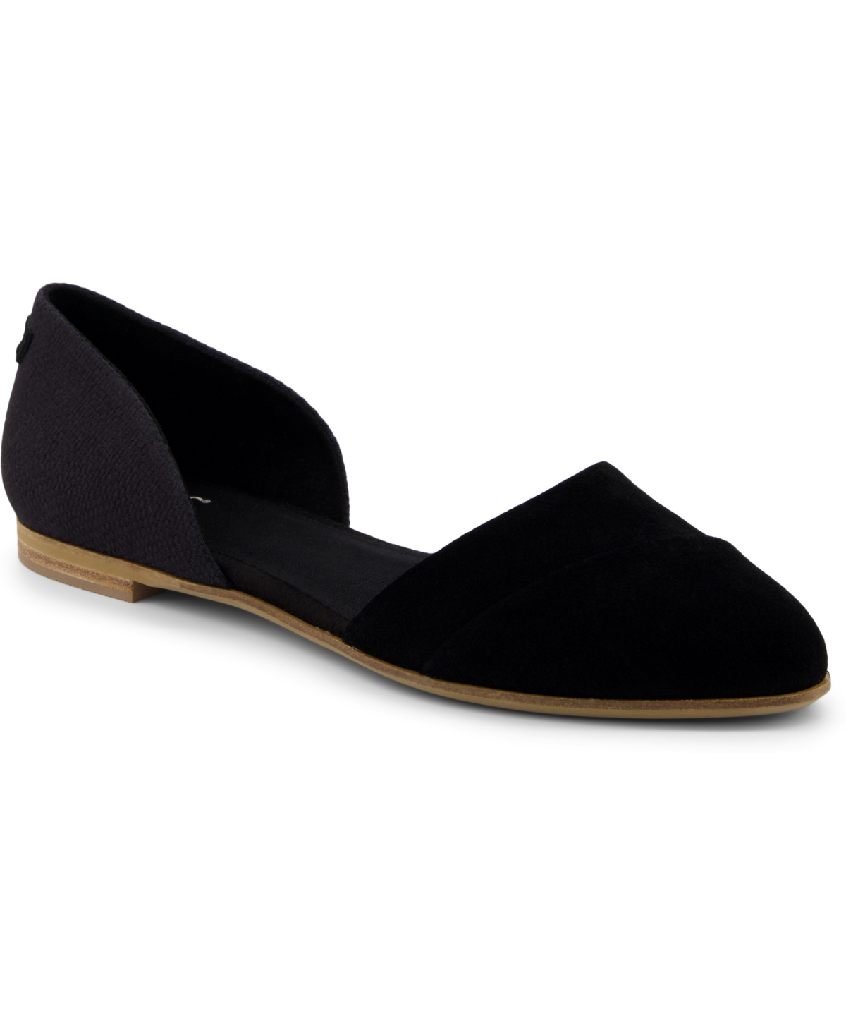 Women's Jutti D'orsay Pointy Toe Flats - Black Suede, Basketweave