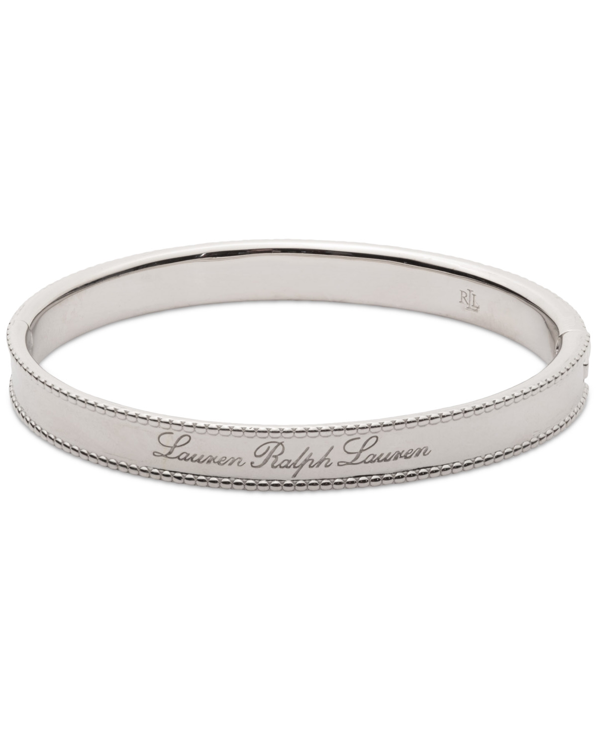 Sterling Silver Logo Script Bangle Bracelet - Rhodium