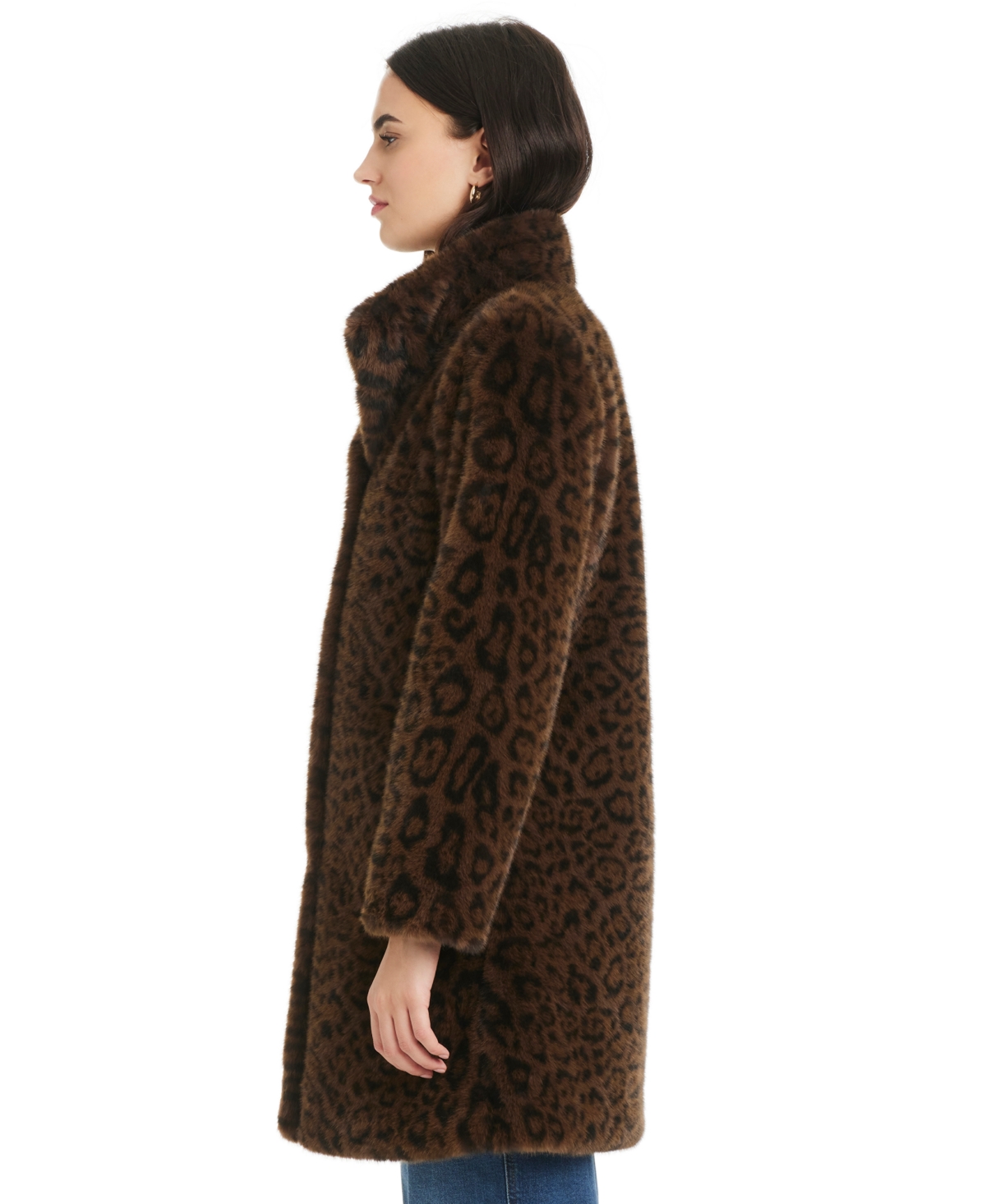 Jones New York Women's Collared Faux-fur Coat In Brown