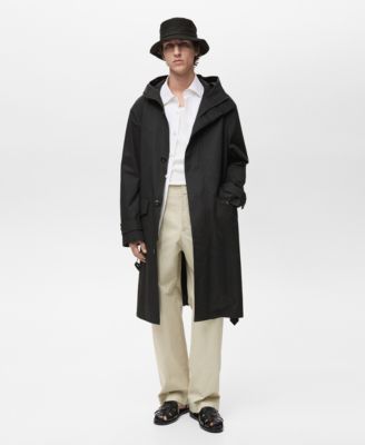 Мужской тренч Mango с поясом и капюшоном