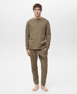 Мужская хлопковая клетчатая футболка и пижамные брюки Mango