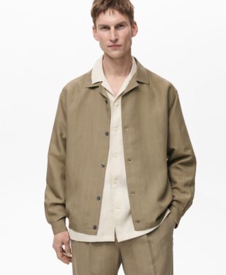 MANGO - Men's Pinstripe Linen Overshirt
