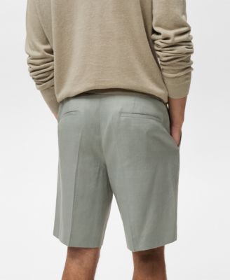 Men's Linen Pleated Bermuda Shorts