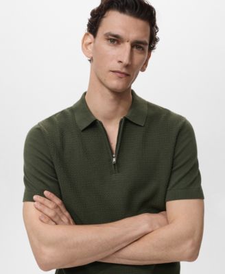 Men's Openwork Cotton Knitted Polo Shirt