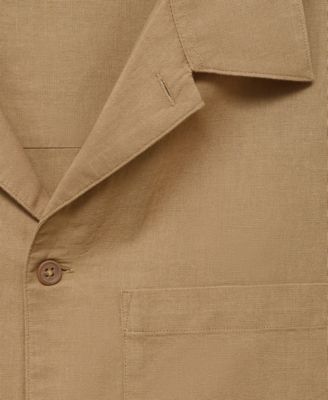 Men's Bowling Collar and Pocket Linen Shirt