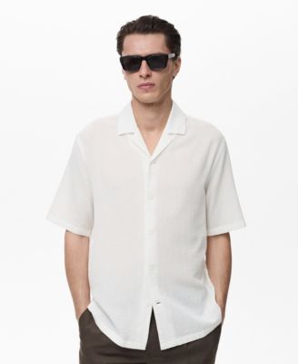 MANGO - Men's Bowling Collar Seersucker Shirt