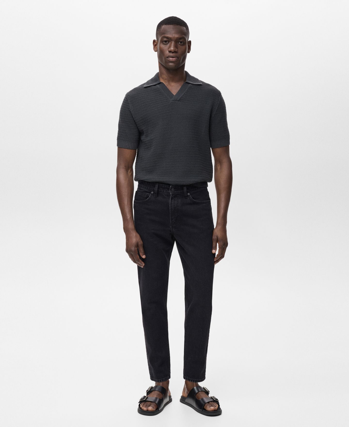 Мужские джинсы MANGO Ben Tapered Fit, цвет: Чёрный джинсовый — фото 2