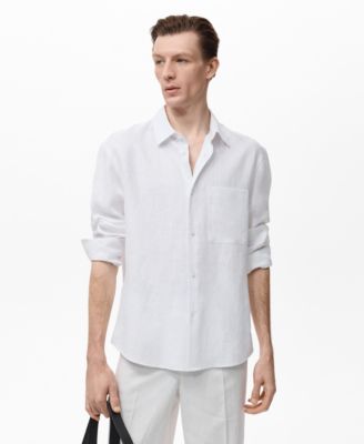 MANGO - Men's 100% Linen Pocket Shirt