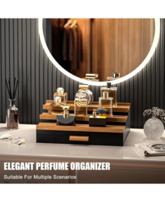 Perfume Organizer - 3-tier perfume display with drawer and hidden storage unit