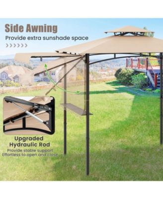 10.5 x 5 FT Grill Gazebo with Side Awning and Double-Tiered Top