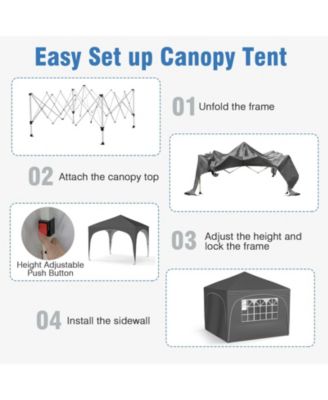 10 X 10 FT Pop up Canopy Tent with 4 Removable Sidewall