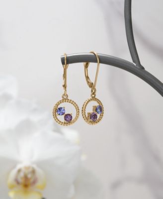 Tanzanite (1/4 ct. t.w.) & Rose de France Amethyst (1/5 ct. t.w.) Circle Drop Earrings in 14K Gold-Plated Sterling Silver