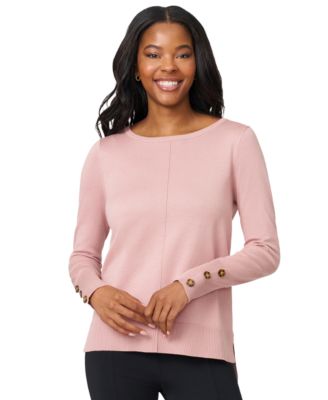 Women's Button-Cuff Lightweight Tunic Sweater