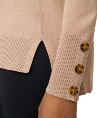 Women's Button-Cuff Lightweight Tunic Sweater