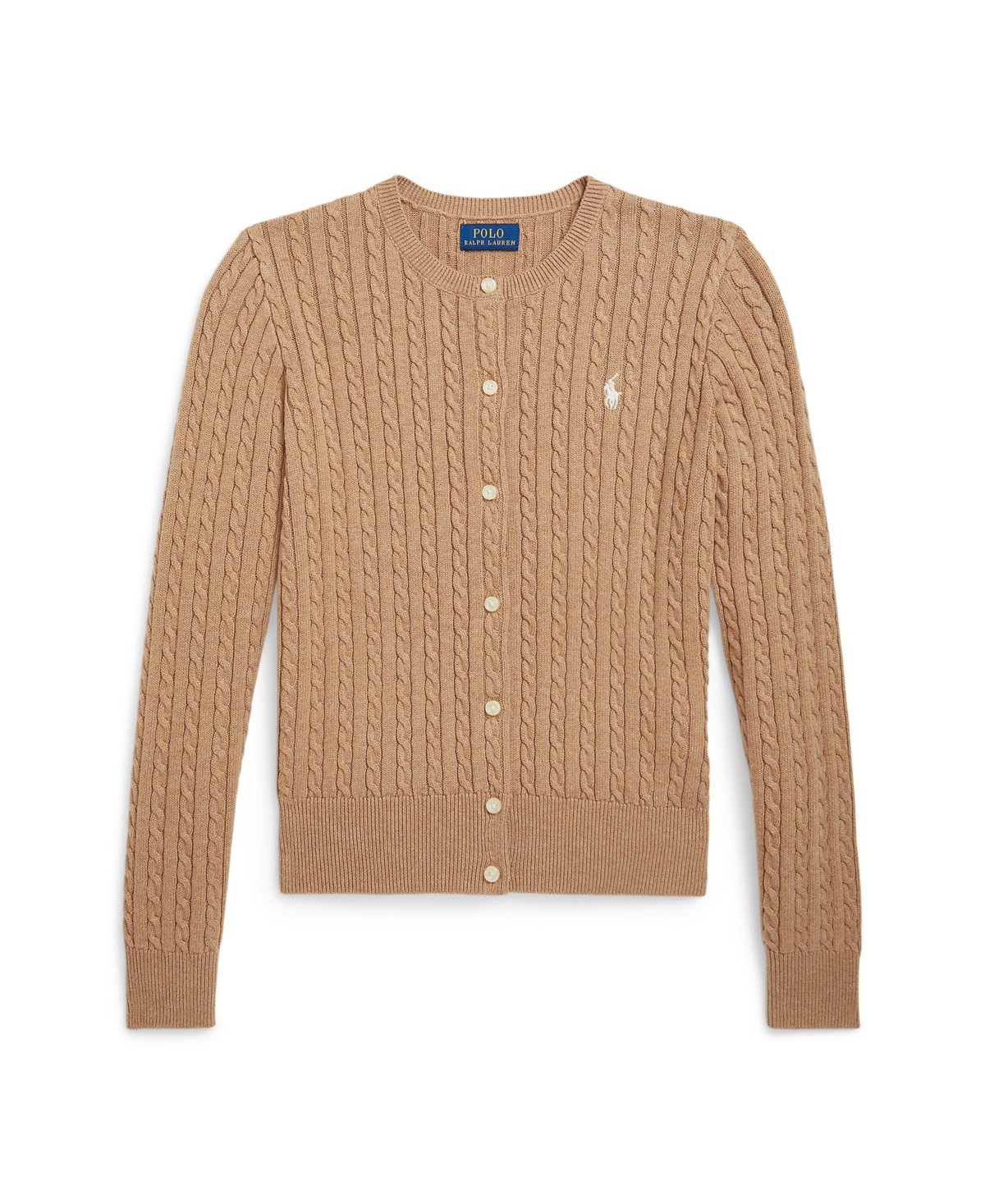 Polo Ralph Lauren Cable-knit Button-up Cardigan In Brown