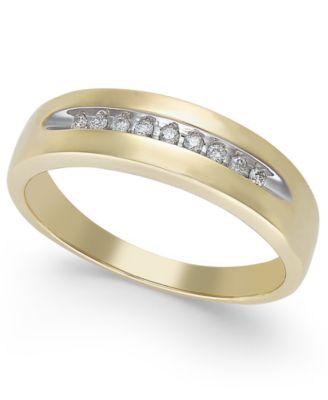Macy's - Men's Diamond Band in 10k White Gold or Yellow Gold (1/10 ct. t.w.)