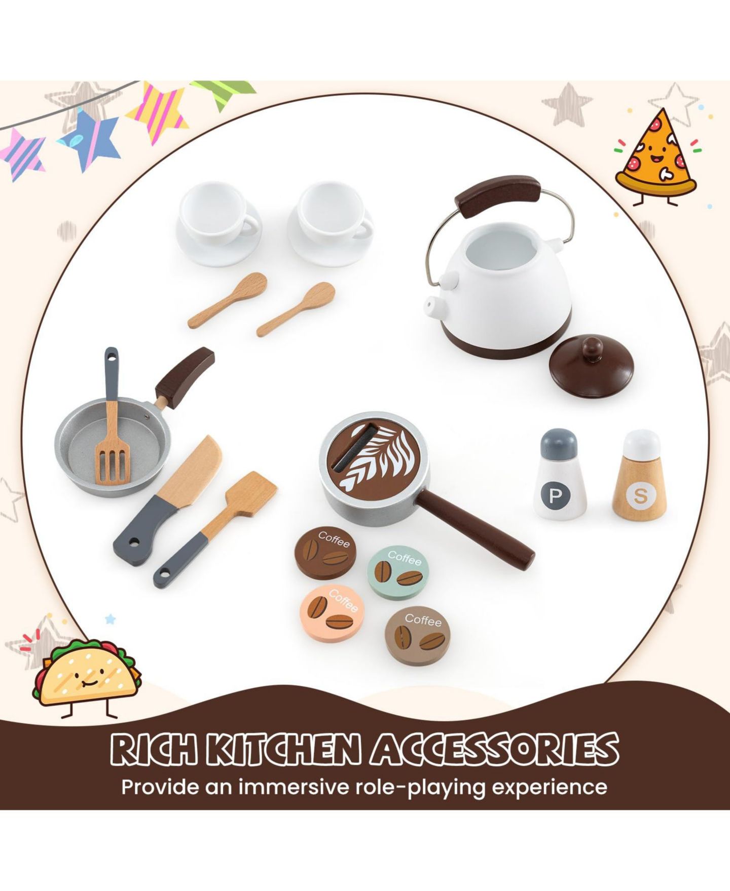 Детская игрушка Mecale Coffee Machine Corner Play Kitchen with Lights and Sounds, Ages 3+, цвет: Коричневый — фото 6
