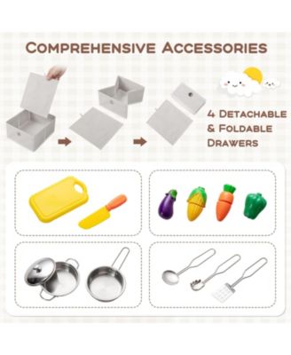 Kids Kitchen Playset with Cooking Accessories and Toy Cuttable Veggies