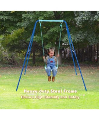 Outdoor Heavy Duty Metal Toddler Swing Set with Stand