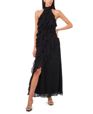 CeCe - Women's Chiffon Sleeveless Long Halter Dress