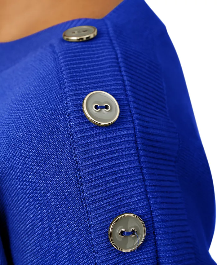 Women's Boat-Neck Button-Shoulder Sweater - thumbnail 8
