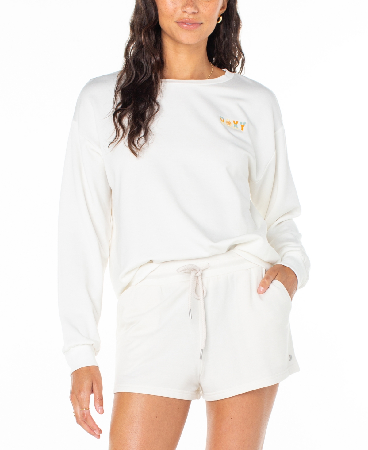 Juniors' Surfing By Moonlight Crewneck Sweatshirt - Azure Blue