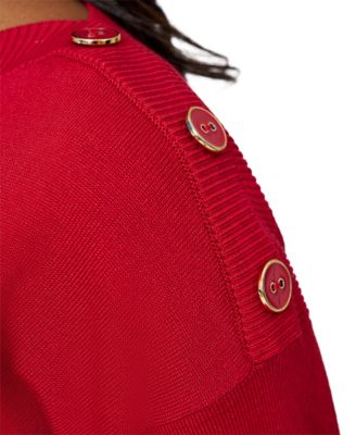 Women's Boat-Neck Button-Shoulder Sweater