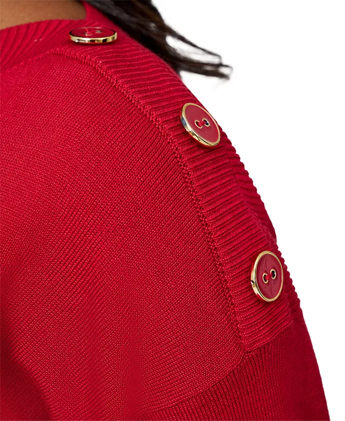 Women's Boat-Neck Button-Shoulder Sweater - thumbnail 4