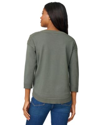 Women's Boat-Neck Button-Shoulder Sweater
