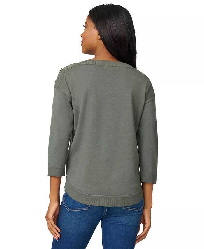 Women's Boat-Neck Button-Shoulder Sweater - thumbnail 10