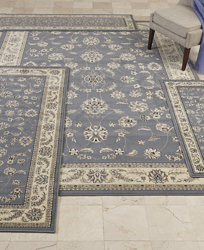 KM Home Florence Collection 4-Pc. set Isfahan Grey/Blue Area Rugs
